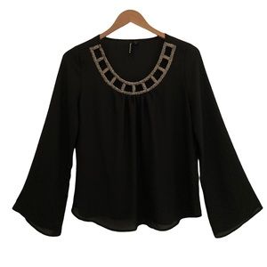 HeartSoul Semi-Sheer Long Sleeve Top M